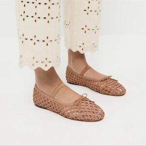 NWT Loeffler Randall Brown Crochet Ballet Flats